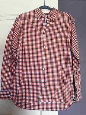 Stafford Prep Orange and Blue Checked Button-Down Shirt